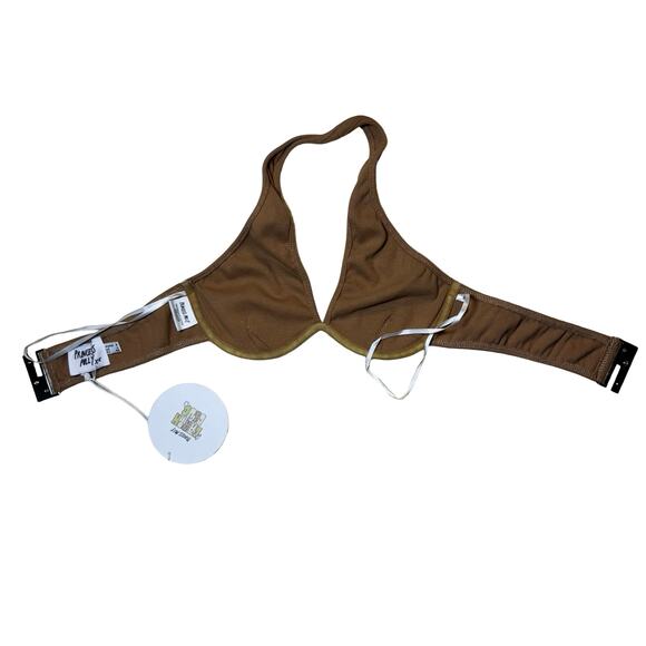 Princess Polly Earth Club Twist Strap Top Sz 4 | Brown Ribbed Halter NWT - Picture 6 of 9